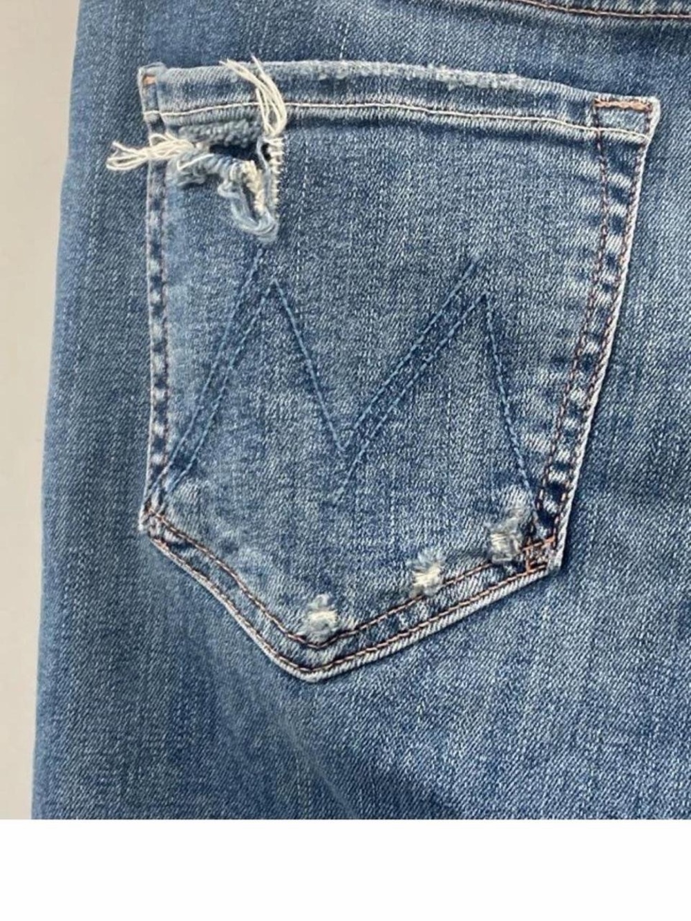Mother Distressed Straight-Leg Jeans in Medium Blue - Picture 6 of 8